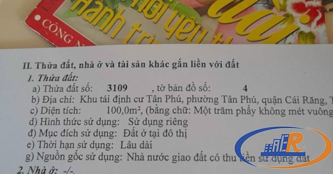 🍓Nền B9 Tân Phú - 100m2 sổ đỏ ⭐️Diện tích 5m x 20m = 100m2 